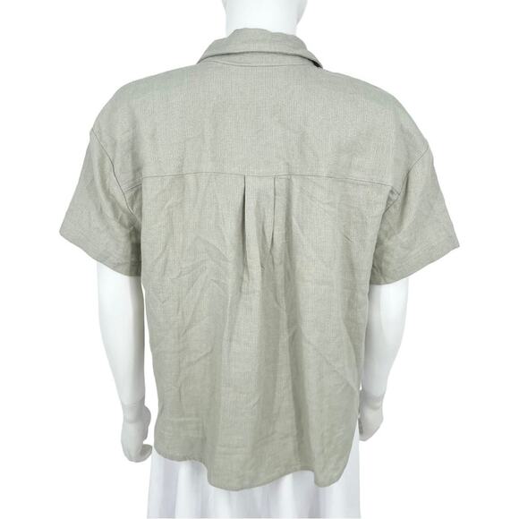 MADEWELL Blouse Top Women Size Medium Light Green Button Down Breezewoven Beach - Picture 4 of 7